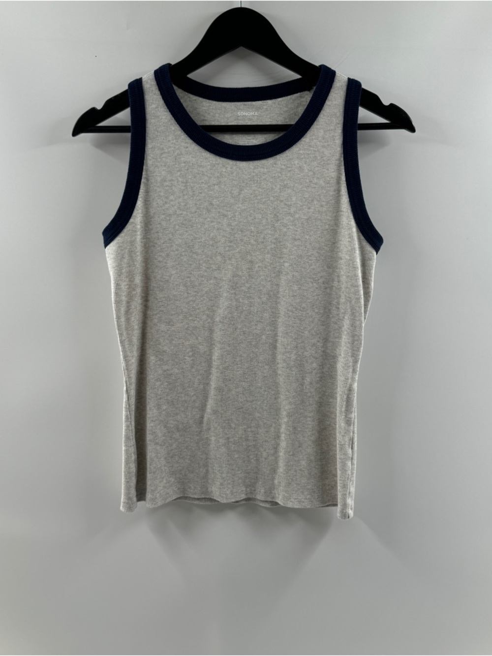 Sonoma Grey Tank Top with Navy Trim – Women’s Large